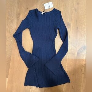PRINCESS POLLY Osment Long Sleeve Knit Mini Dres - Navy